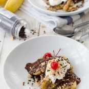 grilled banana sundaes with chocolate hazelnut sauce
